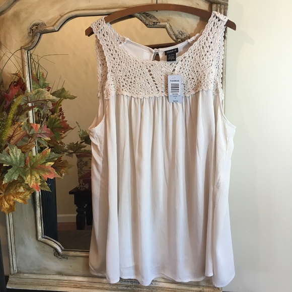 torrid Tops - Torrid Macrame swing tank in ivory; NWT